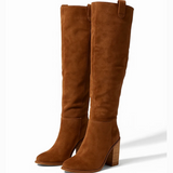 Suede Block Heel Boots 