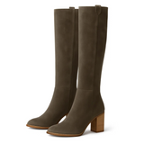 Suede Block Heel Boots 